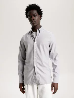 Camisa Oxford Slim Fit com Estampa de Bandeira