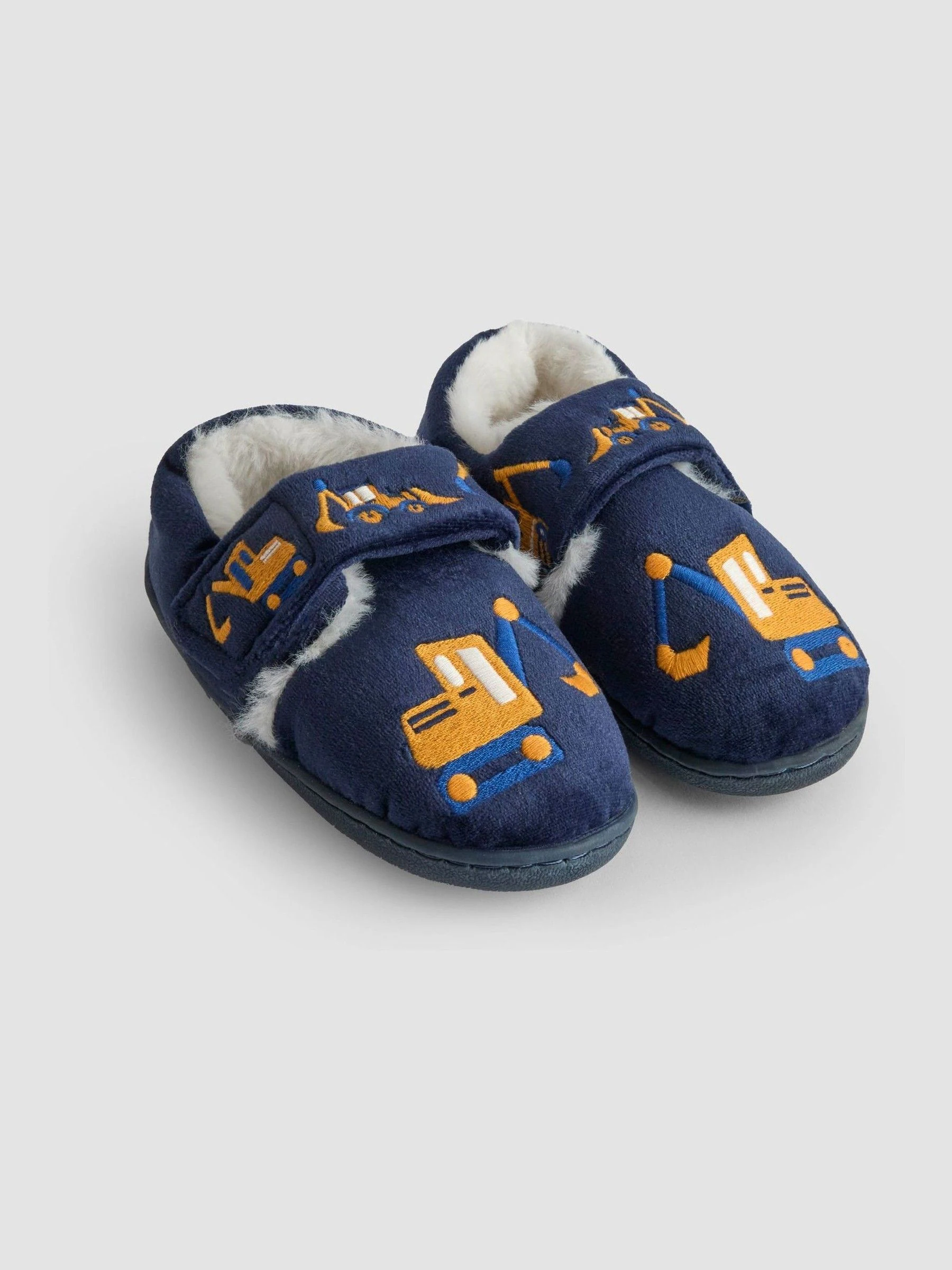 Marineblauw met graafmachine - JoJo Maman Bébé Slipper Shoe