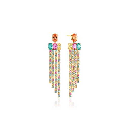 Sif Jakobs Jewellery Ellisse Lungo Exclusive Piccolo Øreringe, 18C Gold Plated/Multi