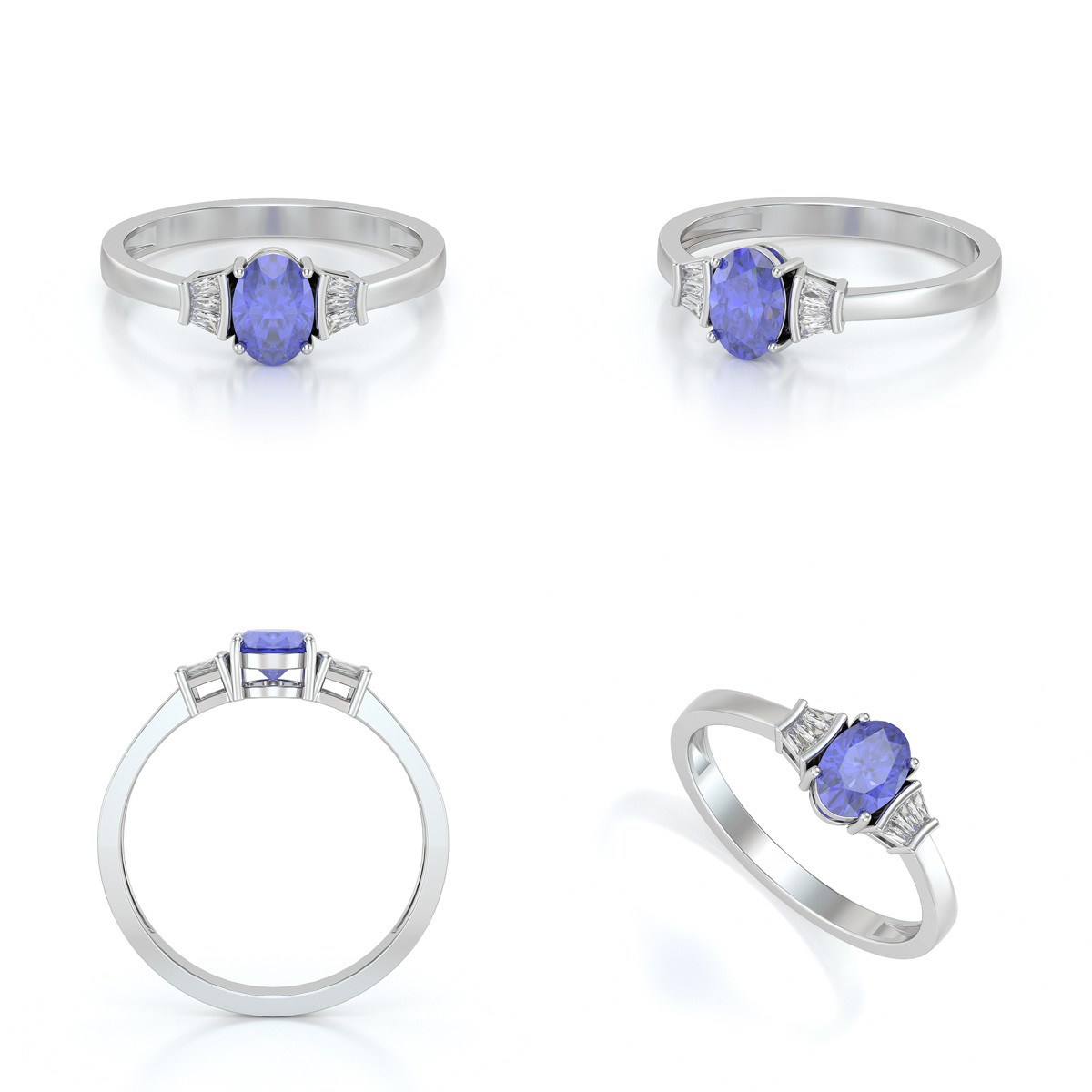 Bague ADEN Tanzanite et diamants sur Argent 925 1.99grs