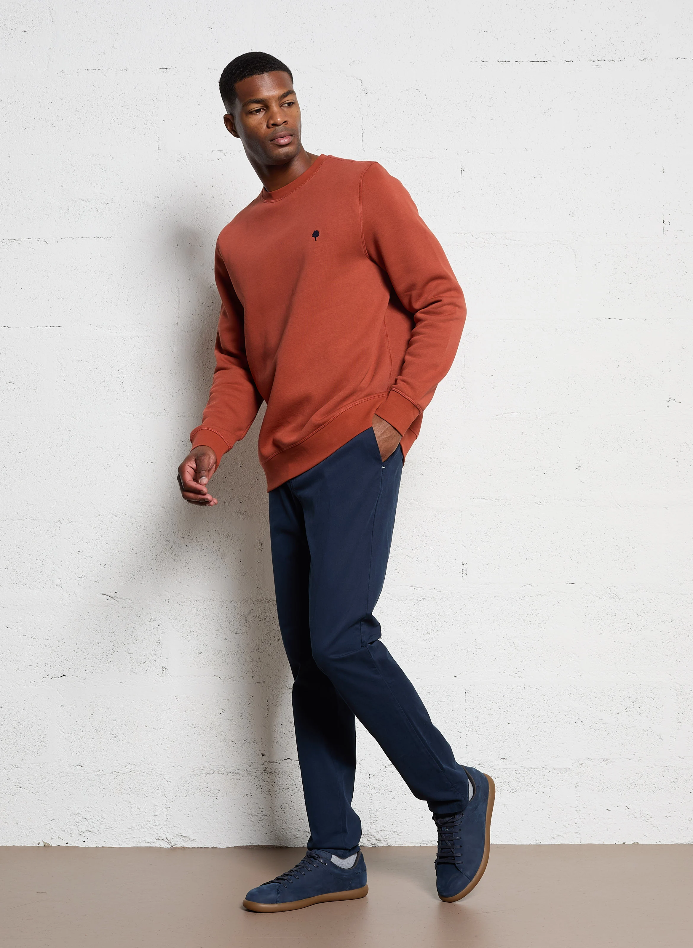 DONZY - Sweat droit col rond en coton mélangé | Rouge