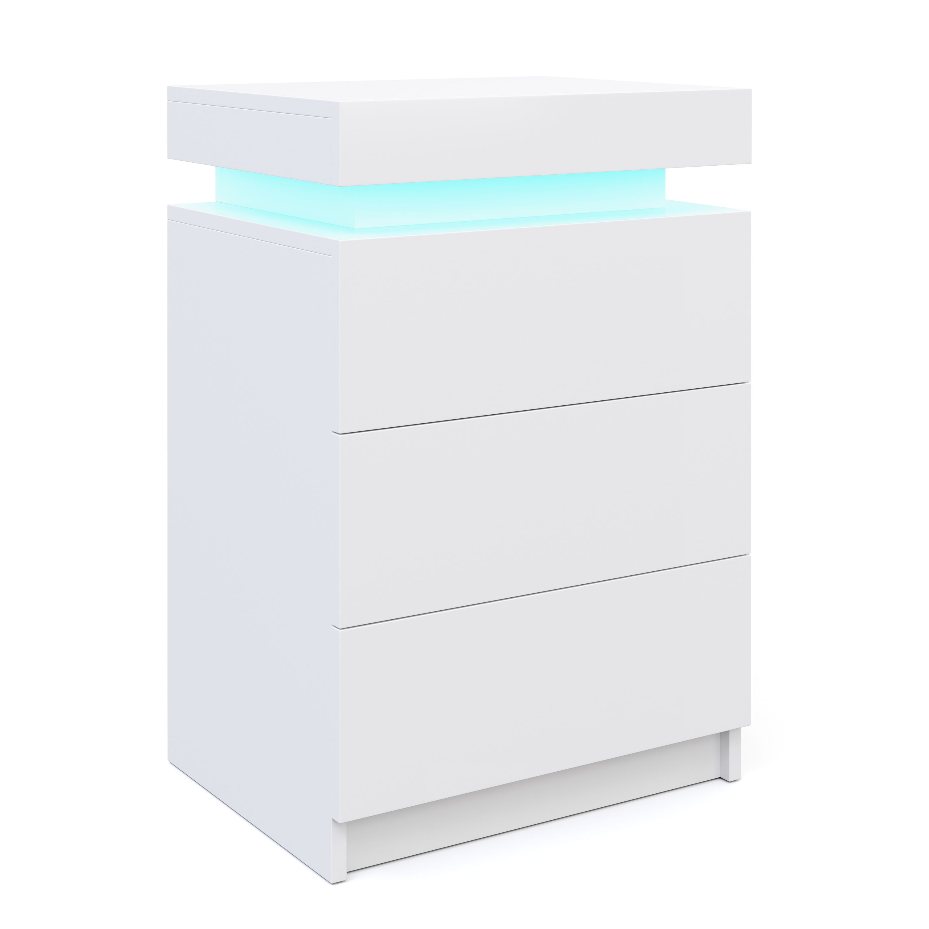 Nachttisch LED MOYA 3 Schubladen weiss