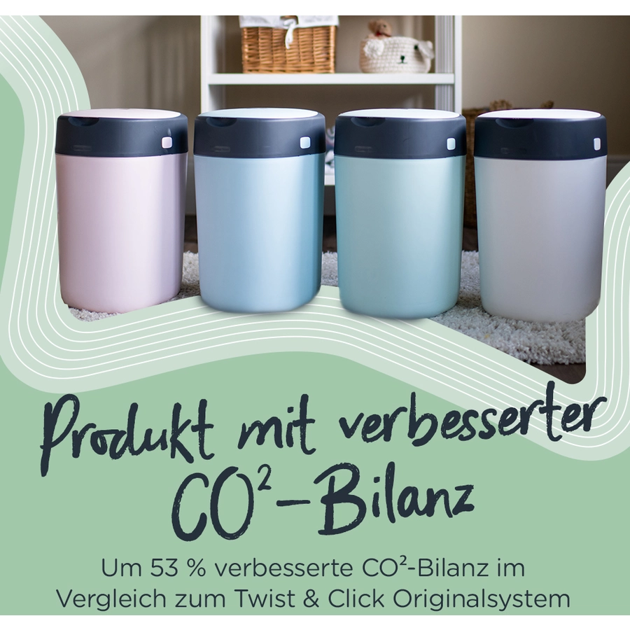 Tommee Tippee Twist & Click Advanced  Windeleimer, inkl. 4 Kassetten mit nachhaltig gewonnenem, antibakteriellem Greenfilm in rosa