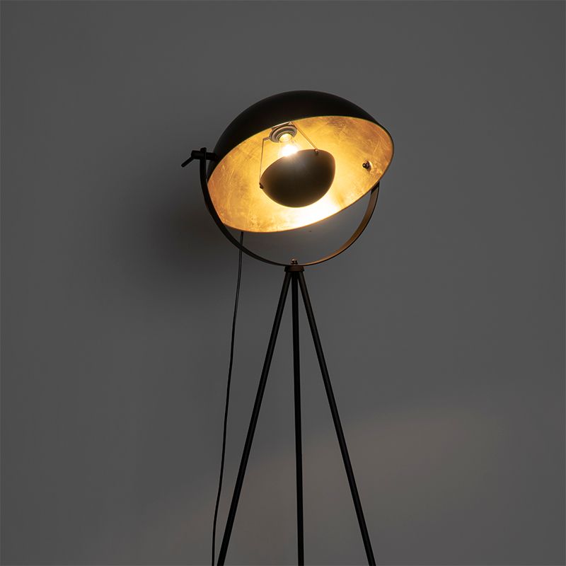 Vloerlamp zwart met goud 42 cm verstelbaar tripod - Magnax