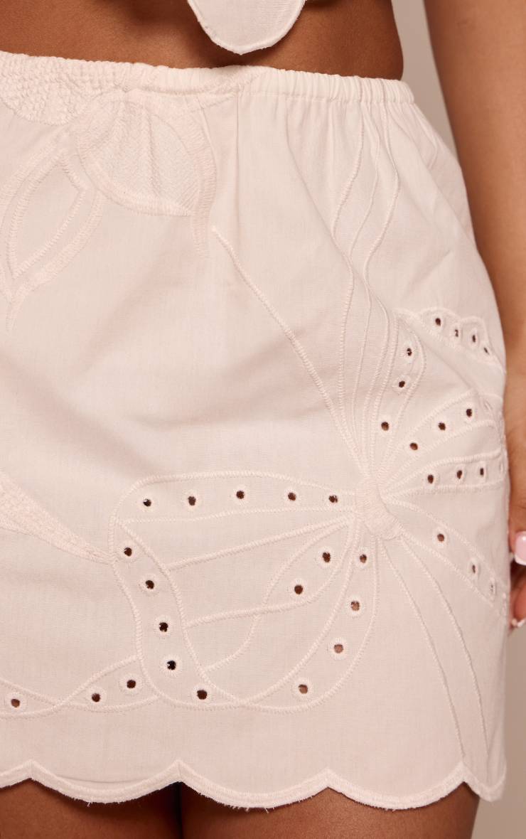 Blanc Jupe Mini En Coton Broderie Anglaise Avec Liens Sur Les Côtés Petite