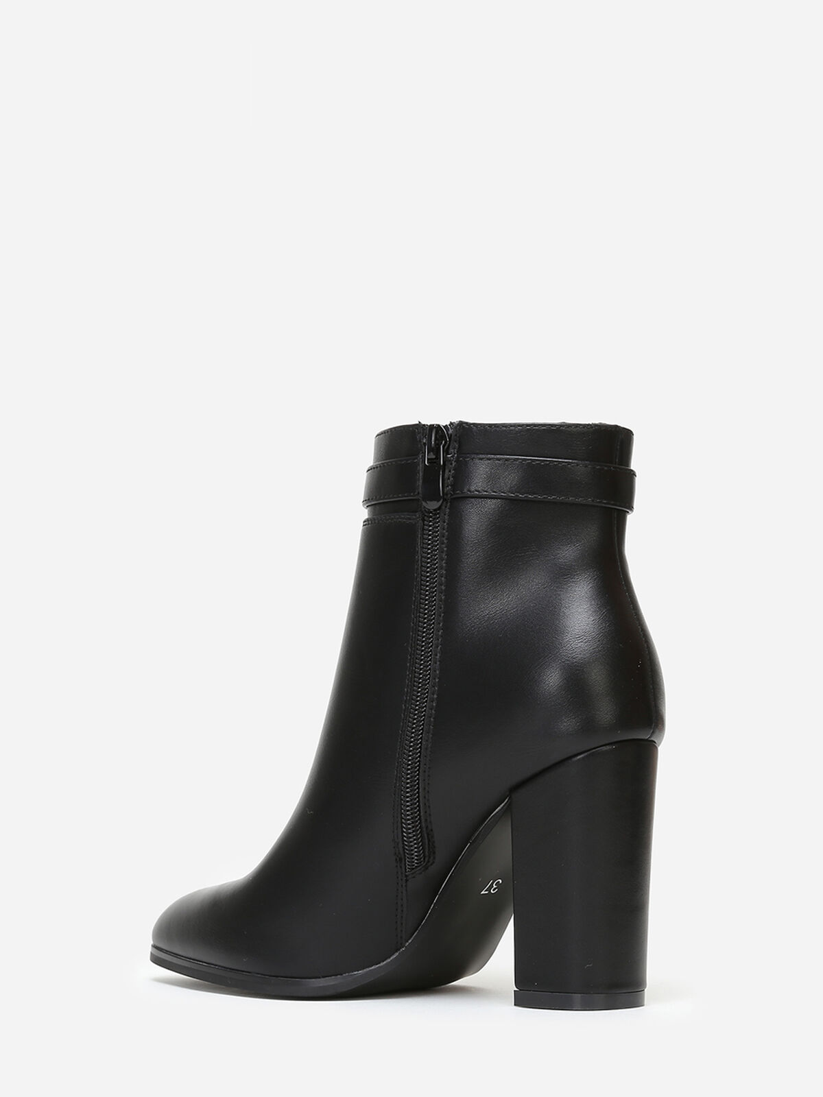 Bottines en simili à bout pointu avec bride- Noir