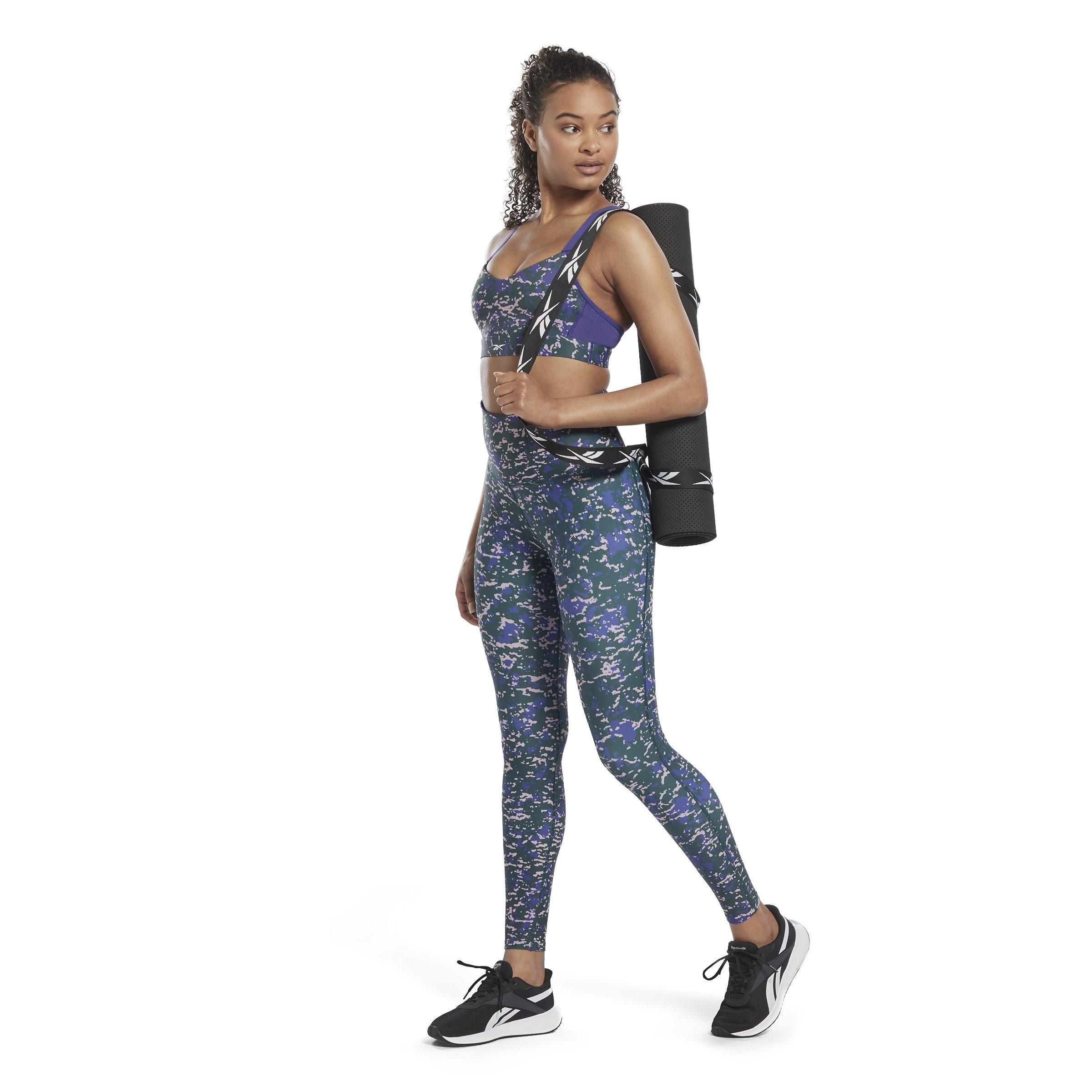 Reebok Lux Speckle Modern Safari Strappy Bra Womens Medium Impact Sports