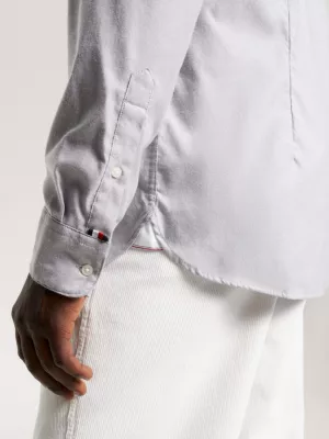 Camisa Oxford Slim Fit com Estampa de Bandeira