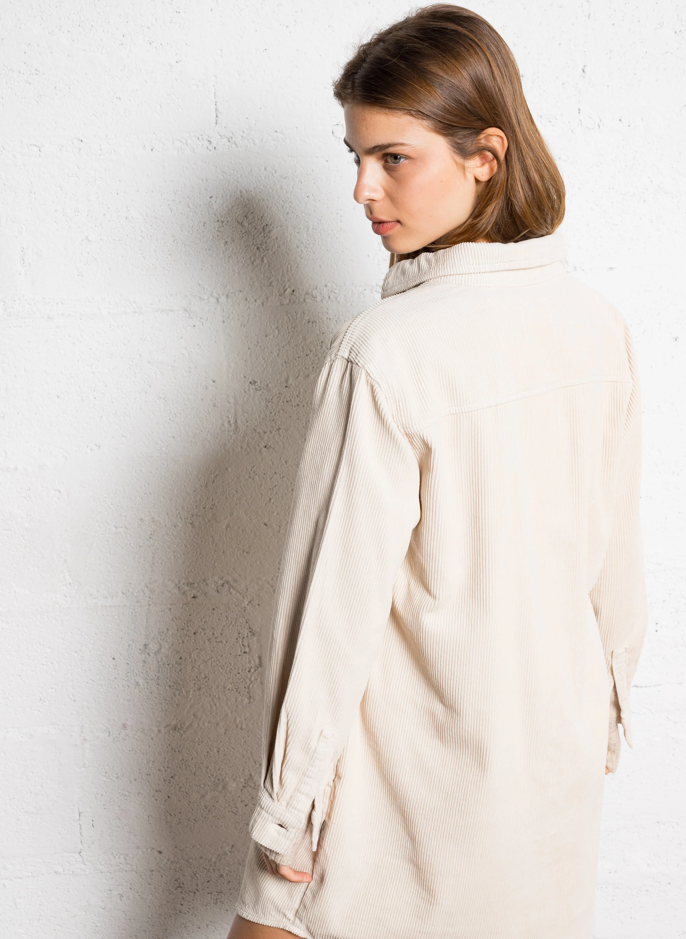 CENDRA - Robe courte col classique en coton | Blanc