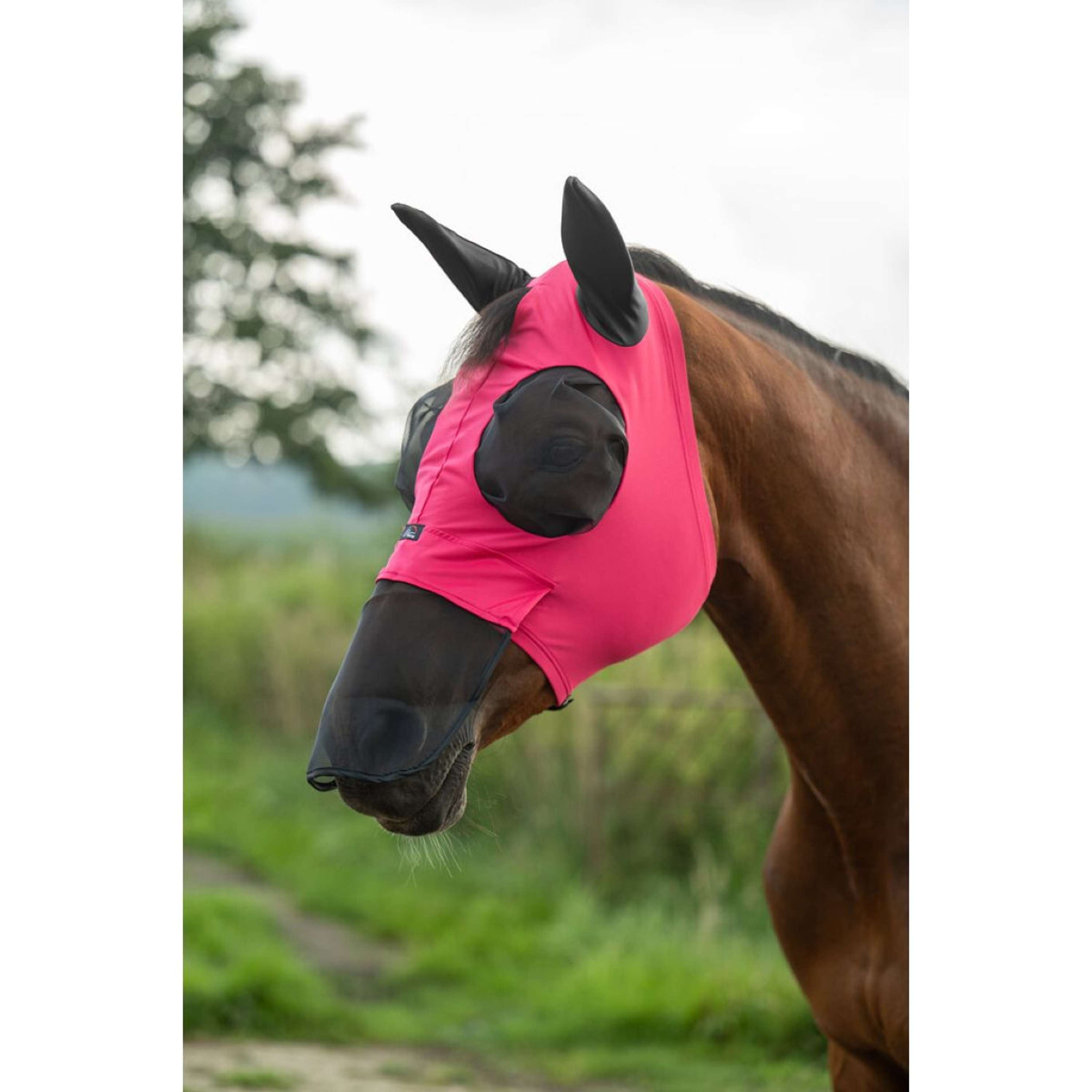 HKM Vliegenmasker Elastic Met Neusnetje Magenta