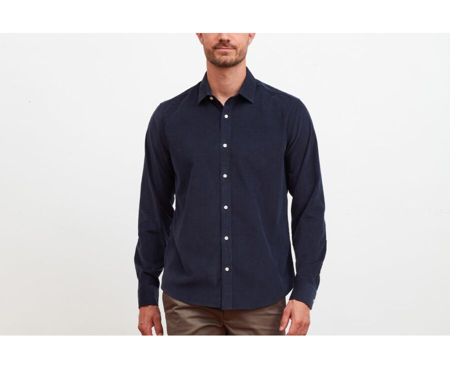 Chemise velours Navy - Col français - WALBERT
