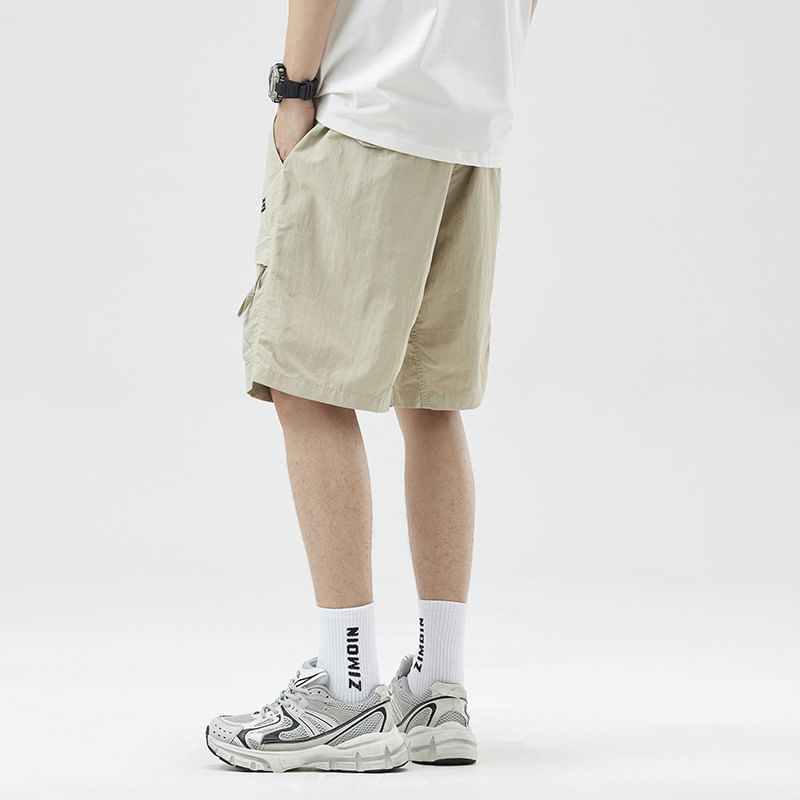Nataro - Cargoshorts met middelhoge taille en geborduurde letters