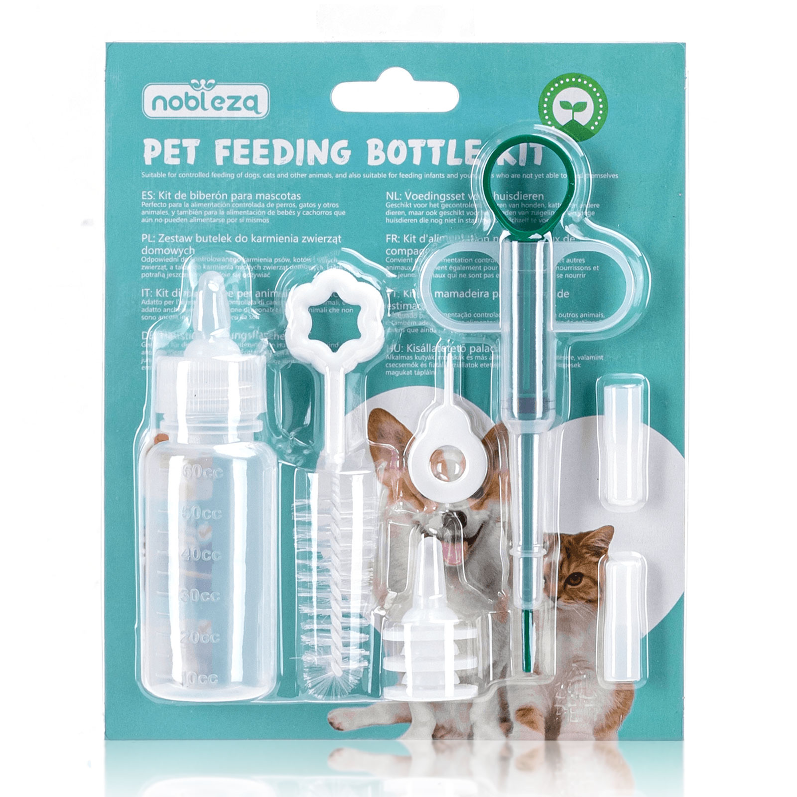 Nobleza - Conjunto de 9 peças de alimentadores dispensadores para animais de estimação, seringa de silicone com ponta macia, ideal para filhotes de cães e gatos de pequeno porte.