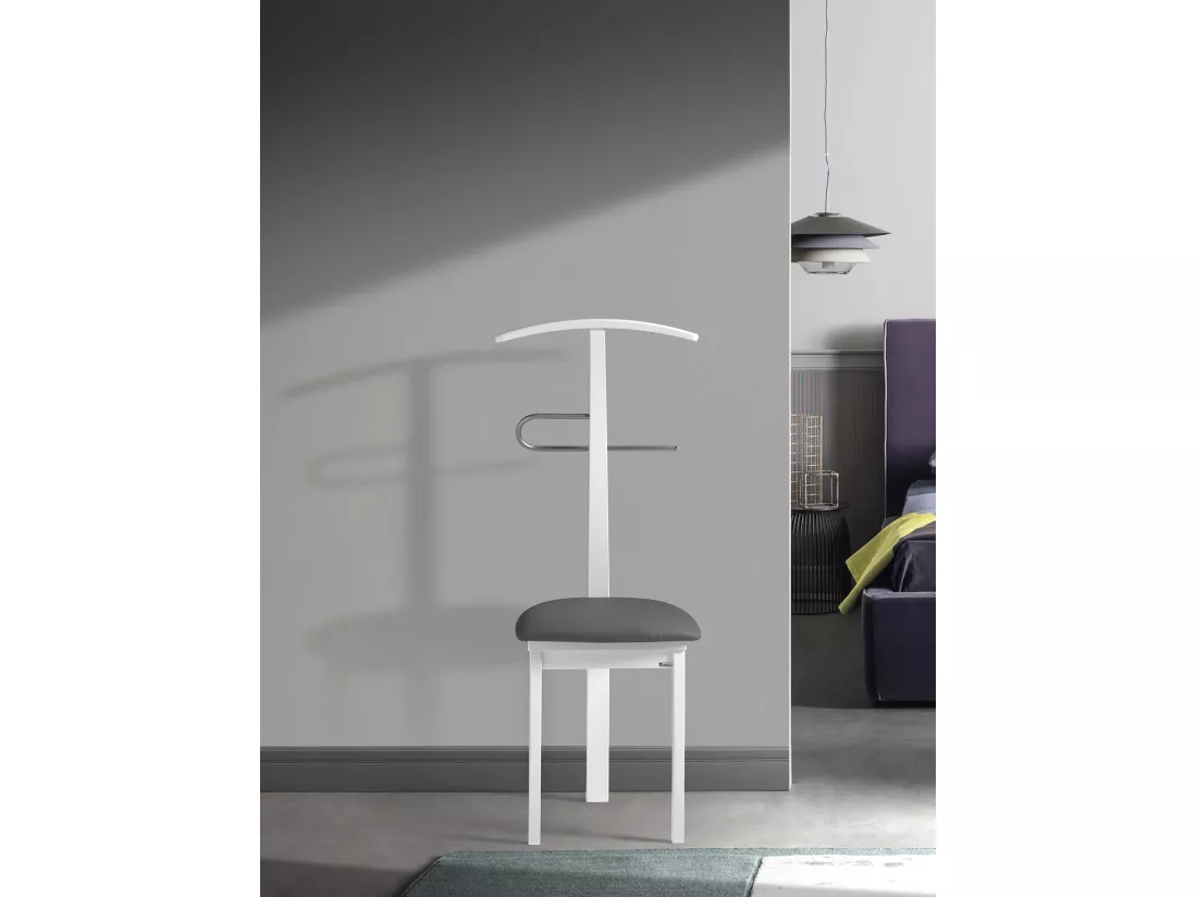 Valet de nuit - H108cm x L46cm x P44cm - hêtre massif blanc - Stilizzato