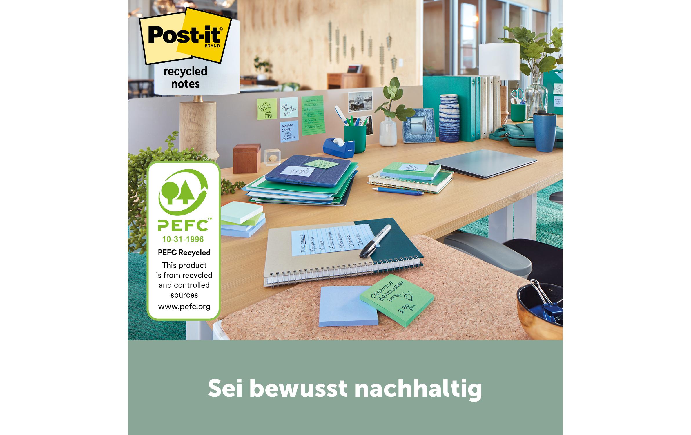 Notizzettel Post-it Recycling Notes 7.6 cm x 7.6 cmPost-it Haftnotizen Green Notes