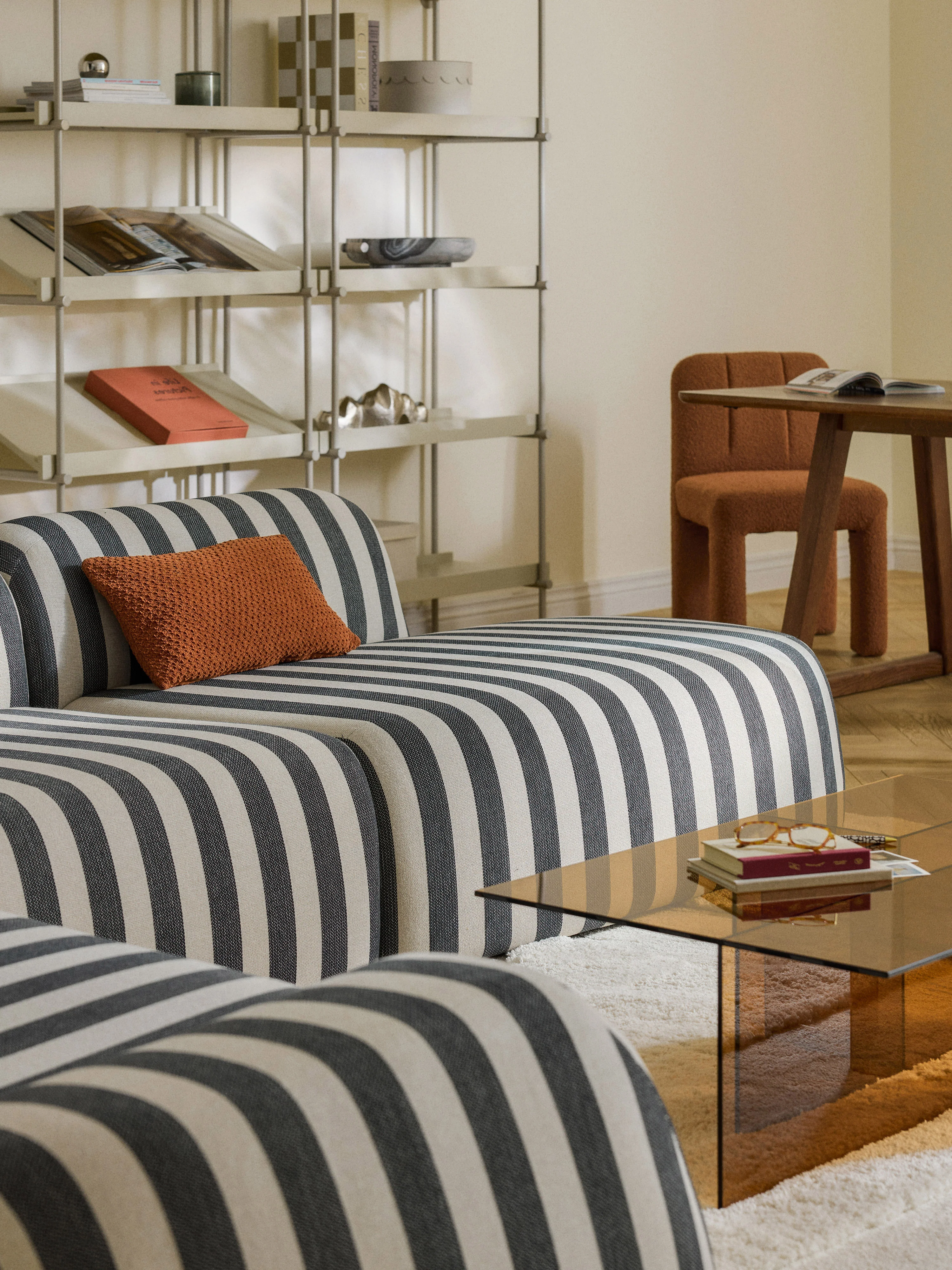 Gestreepte chaise longue-module Wolke