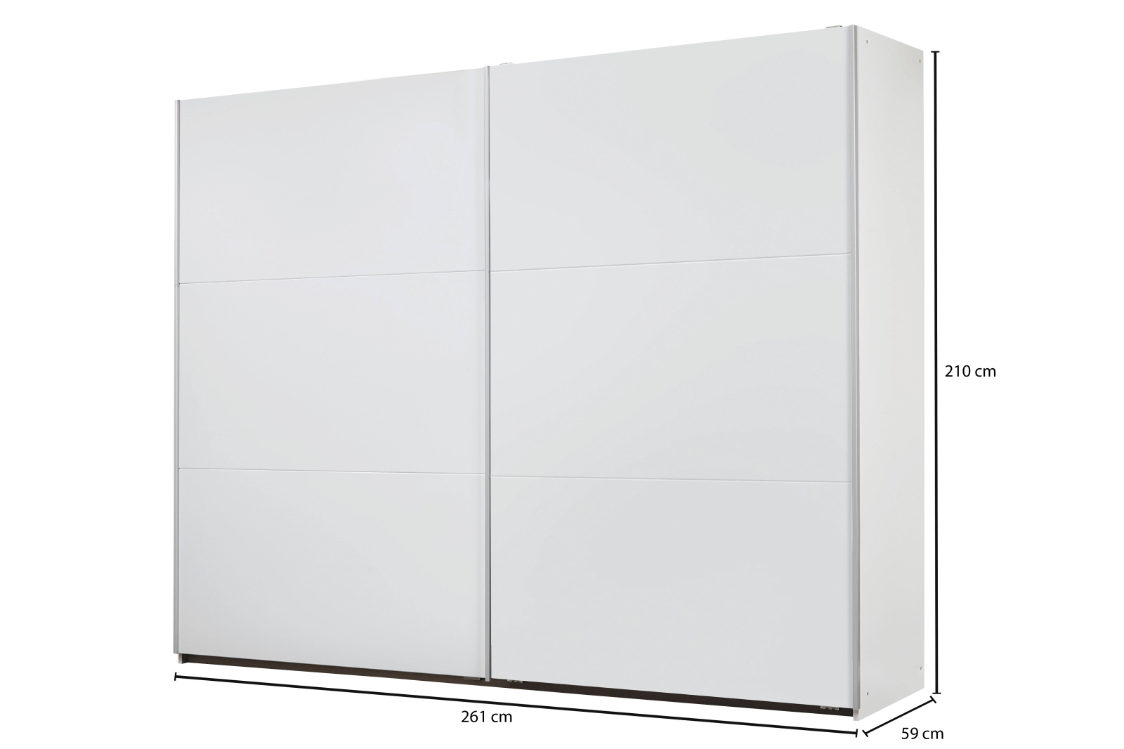 Schwebetürenschrank - alpinweiß - 2-türig - 261 cm breit