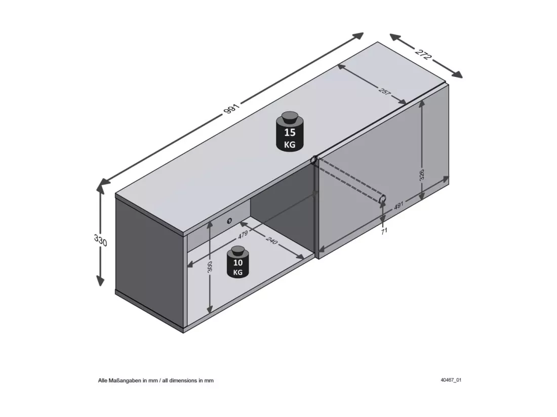 FMD Porte-manteau mural avec compartiment 99,1x27,2x33 Noir
