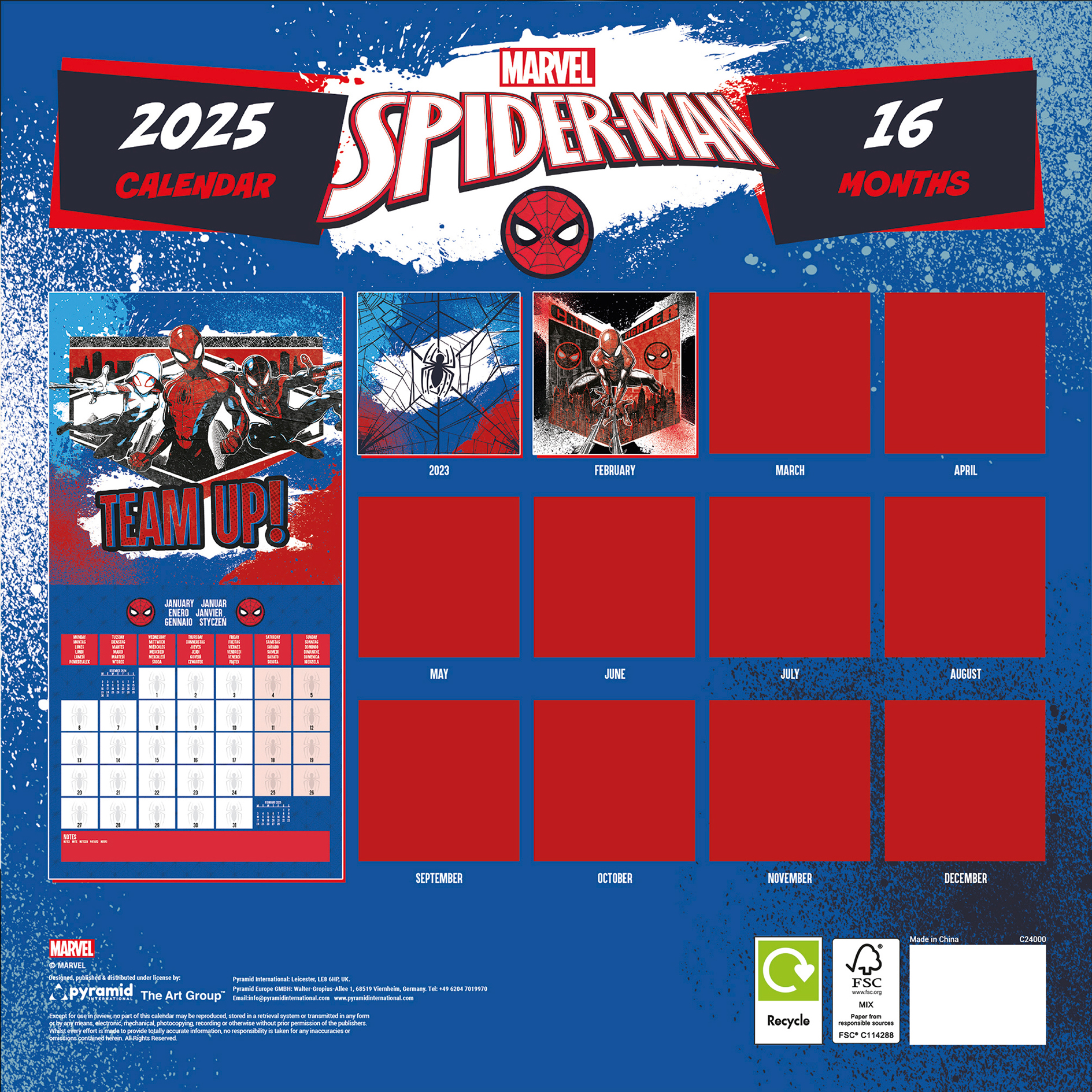 Broschürenkalender 2025 - mehrfarbig - Spider-Man - 30x30 cm