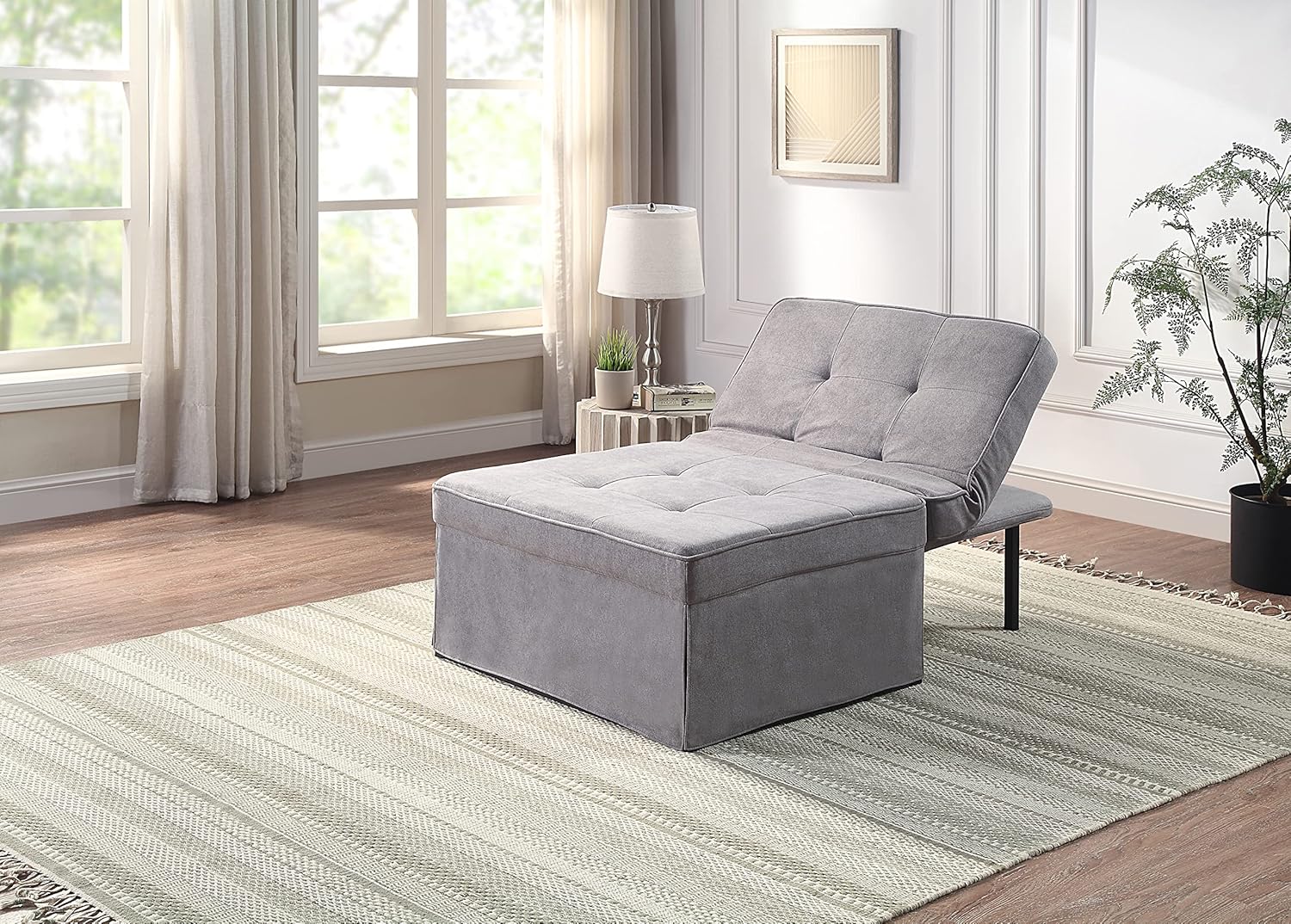 Atlantic Home Collection Sessel, Liege, Hocker Finn, Polyester, Grau, BxTxH: 80cm x 72cm x 43cm