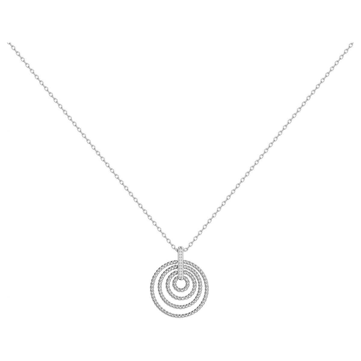 Collier mono-motif en Argent avec oxyde de zirconium blanc