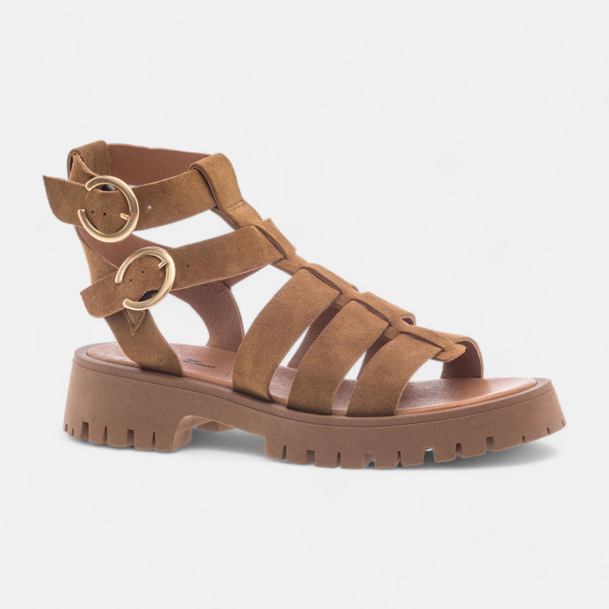 Sandales Femme en cuir cognac
