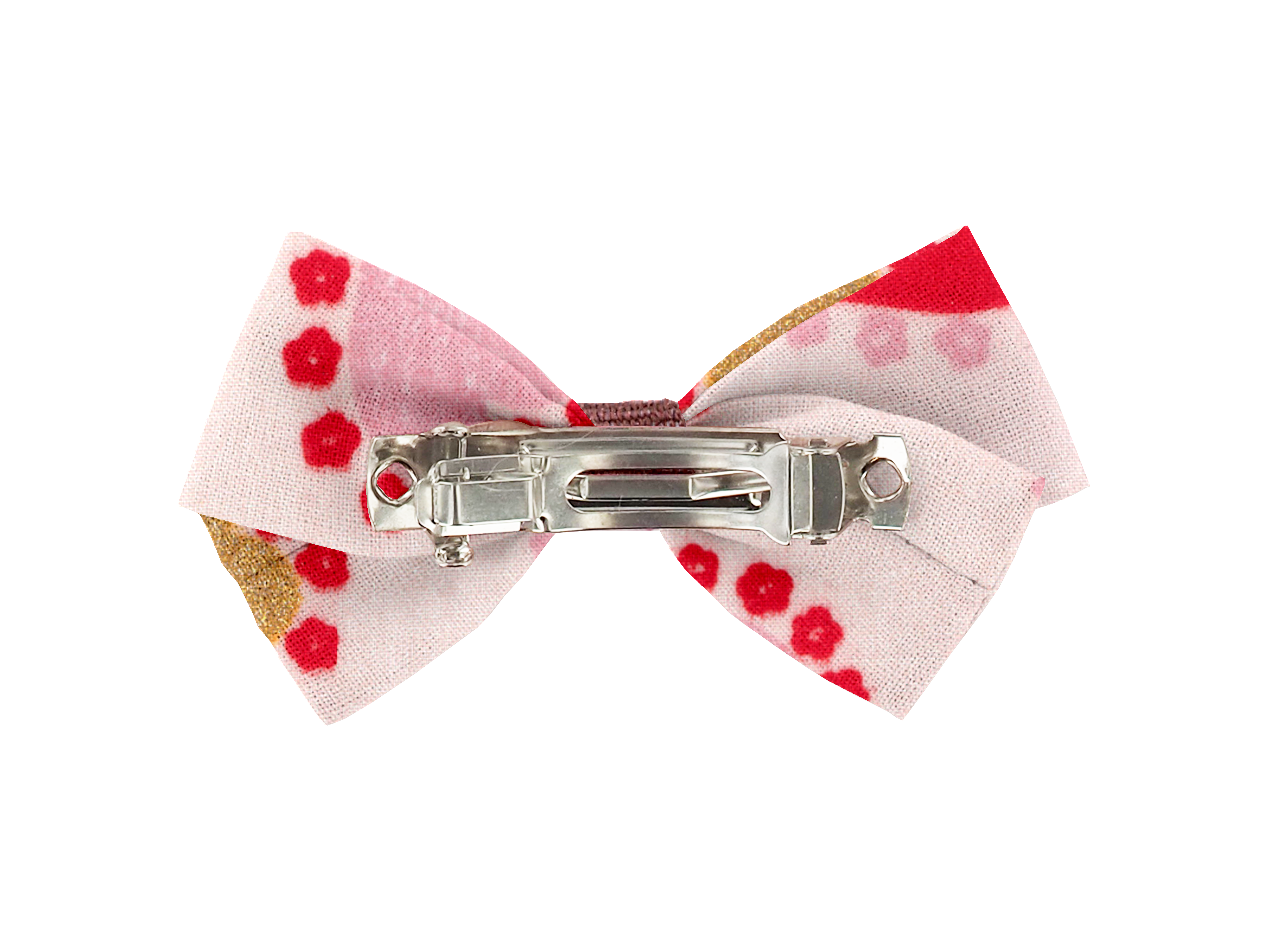 Petite Barrette Double Noeud Croisé Petits Coeurs
