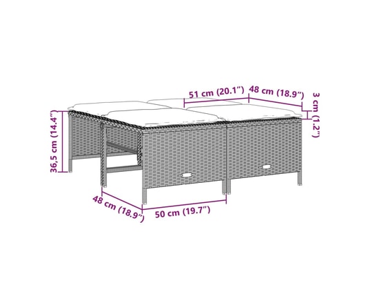 VIDAXL - Pouf Tabourets de jardin avec coussins lot de 4 gris clair rotin