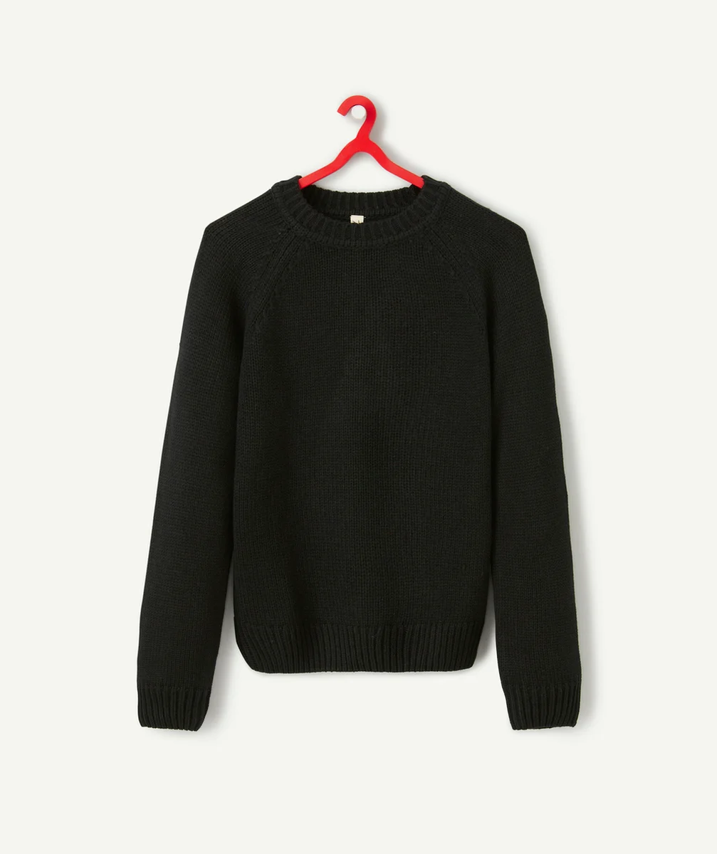 PULL TRICOT MIXTE EN FIBRES RECYCLÉES NOIR