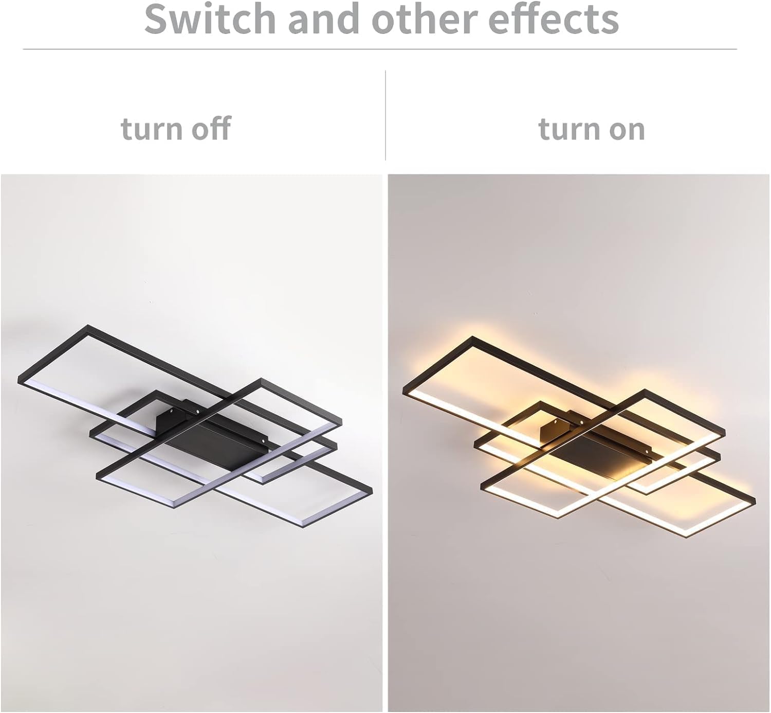 LED Deckenleuchte Schwarz Modern Deckenlampe Wohnzimmer (110x60x9cm), Dimmbar Wohnzimmerlampe mit Fernbedienung, Schlafzimmerlampe, Groß Deckenbeleuchtung Wohnzimmer Schlafzimmer Büro
