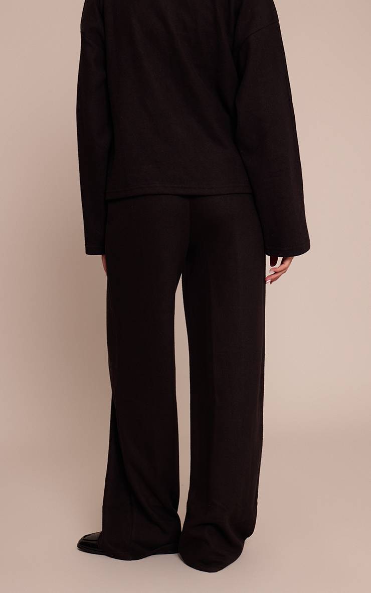 Noir Pantalon De Jogging Large À Pinces En Coton Doux