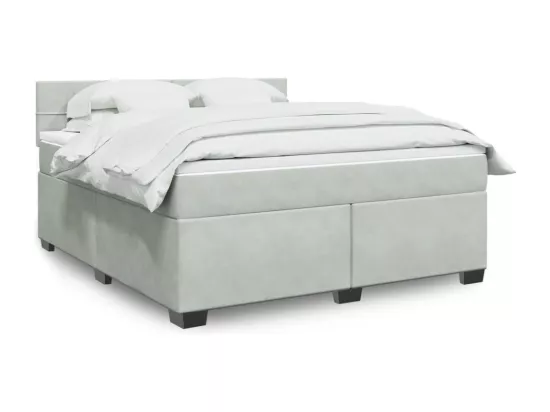Sommier à lattes de lit et matelas Gris clair 180x200cm Velours