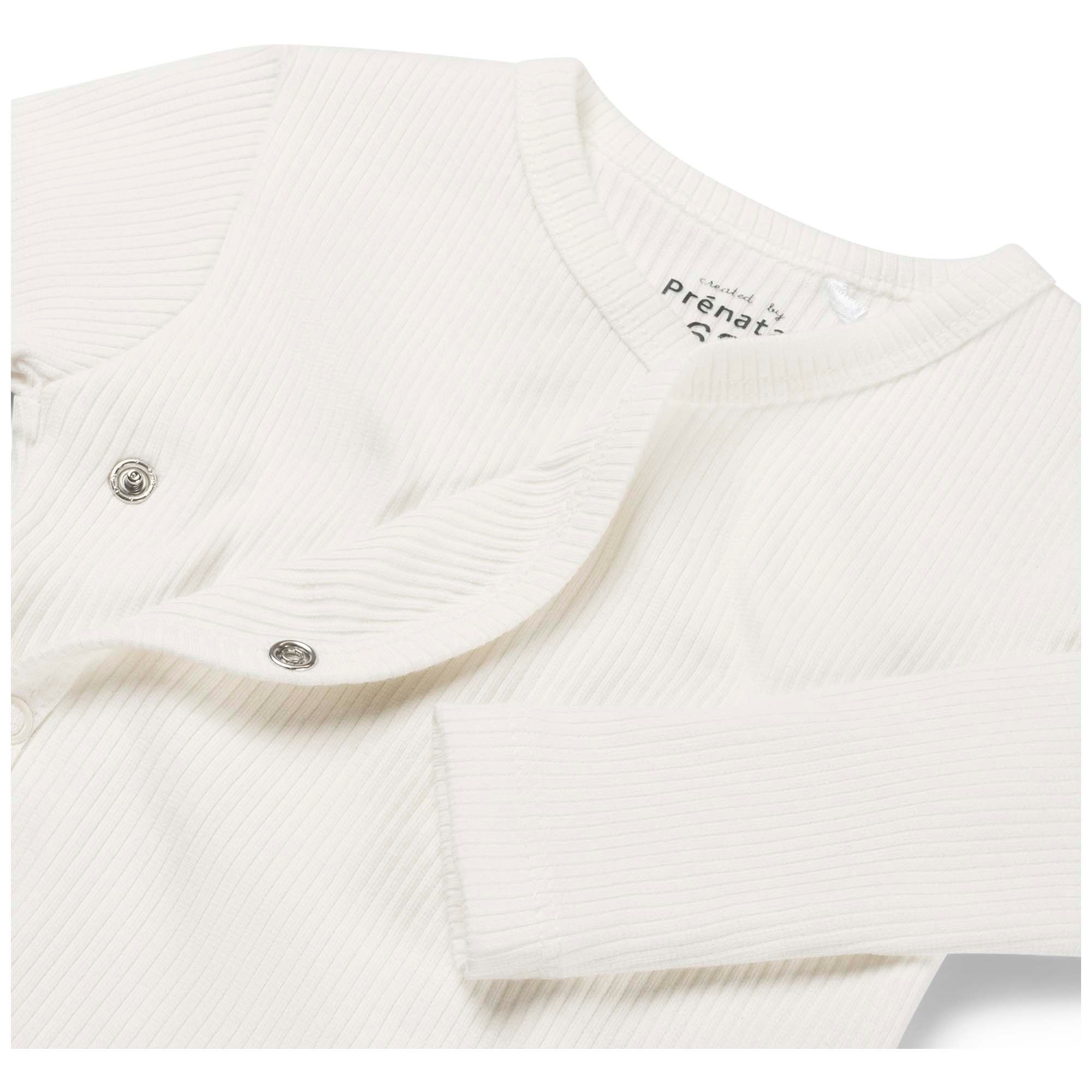 Prénatal newborn overslagshirt rib lange mouwen effen wit