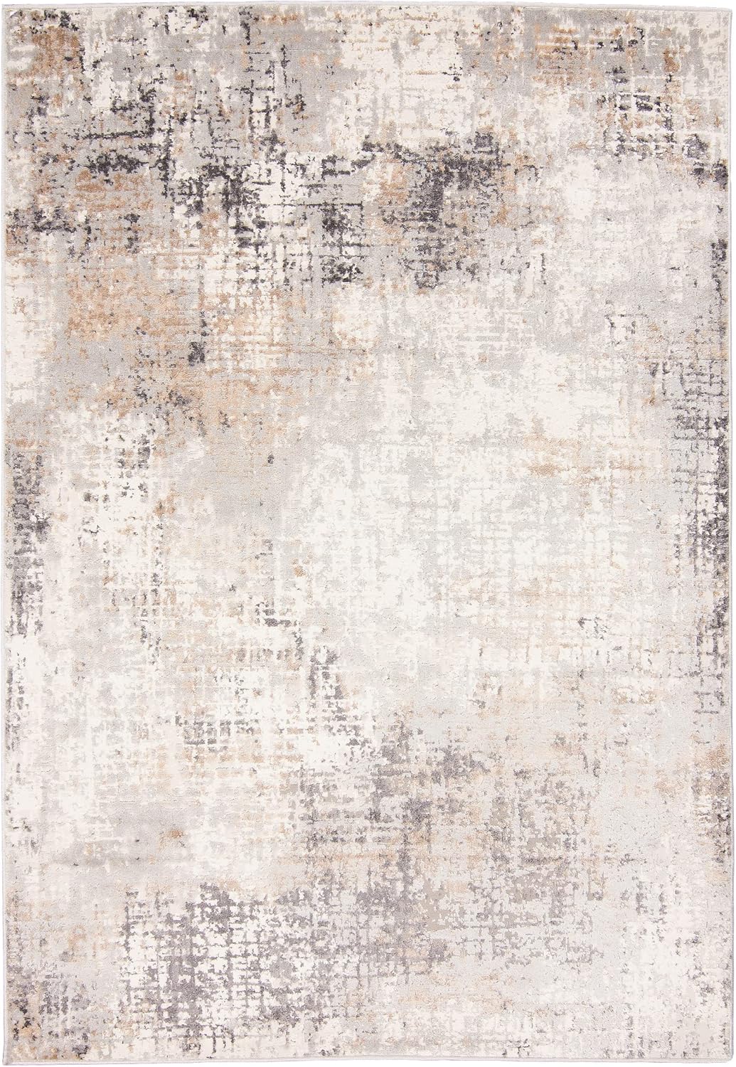 Carpeto Rugs Abstraktes Vintage Designer Teppich - Kurzflor - Weich Teppich für Wohnzimmer, Schlafzimmer, Esszimmer - ÖKO-TEX Wohnzimmerteppich - Teppiche - Beige Grau 1-200 x 300 cm