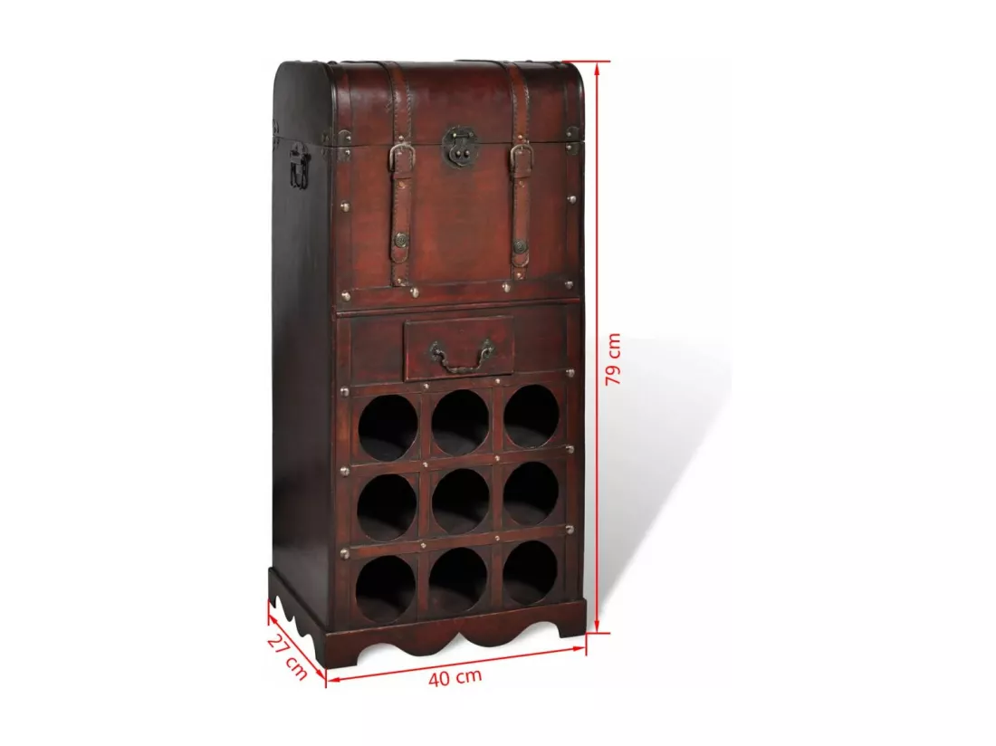 Casier à bouteilles avec rangement pour 9 bouteilles Bois