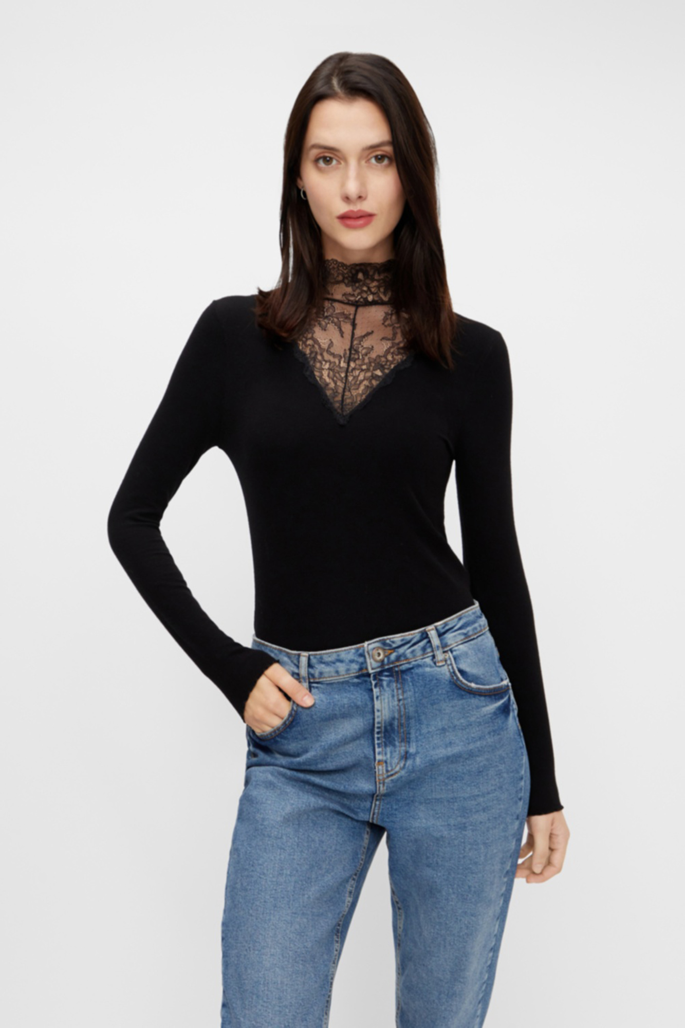 Blusa de viscose de manga comprida