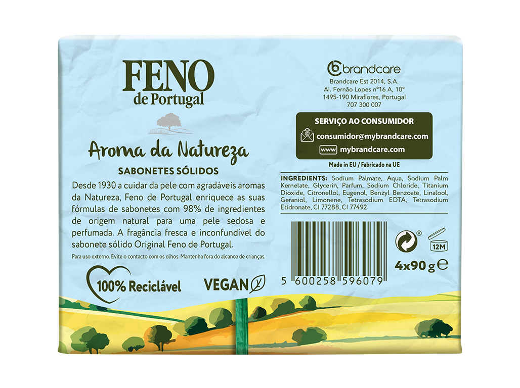 SABONETE SÓLIDO REGULAR FENO DE PORTUGAL 4X90 G