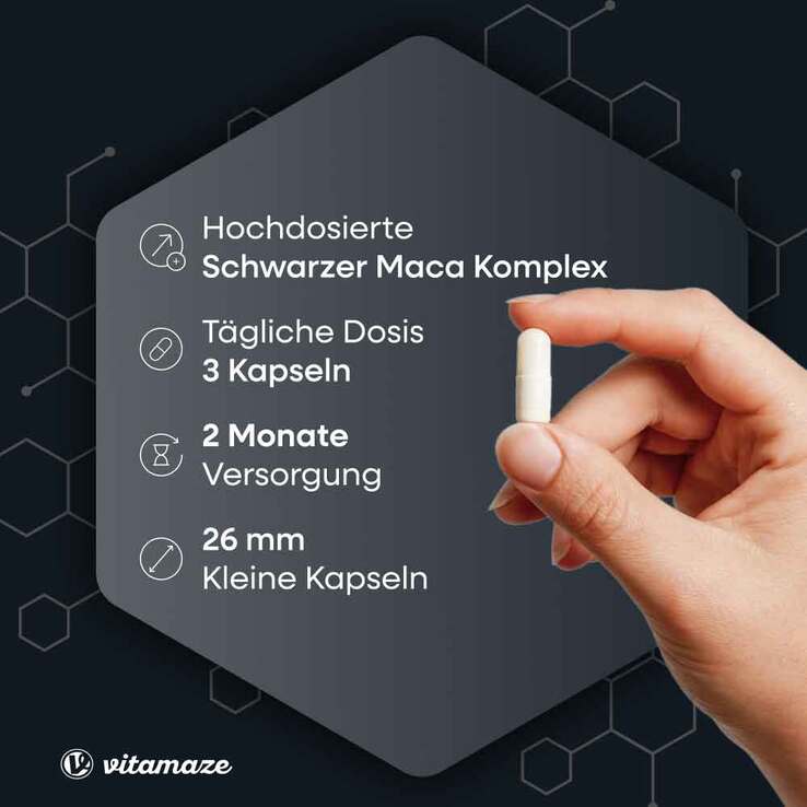 Maca Schwarz + Tribulus + Ginseng Komplex Kapseln, 180 St