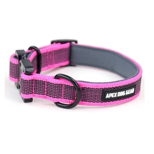 Coleira ajustável APEX DOG GEAR com fecho de metal rosa para cães
