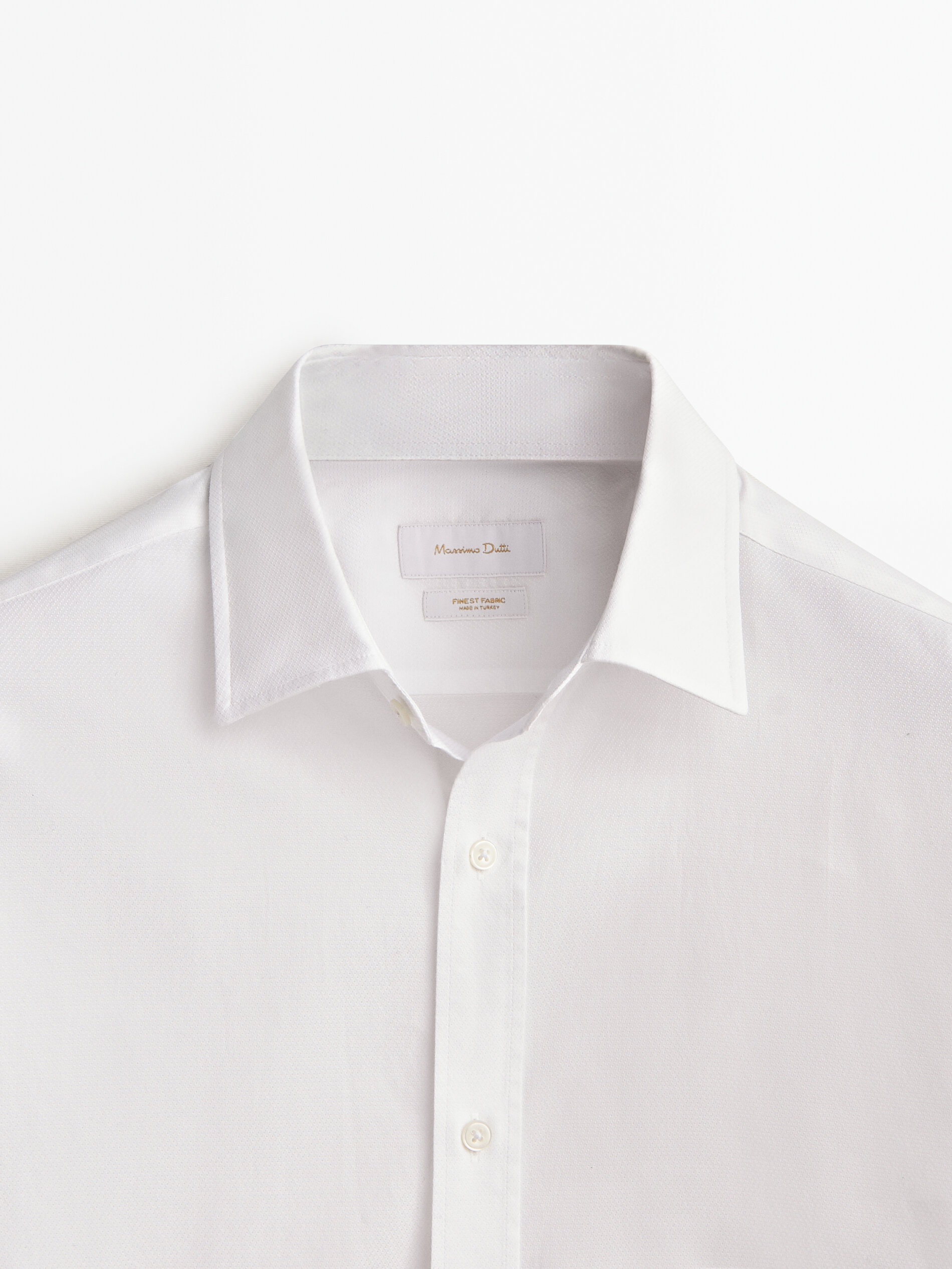 Camisa de algodão texturizado com modelagem slim fit - BRANCA