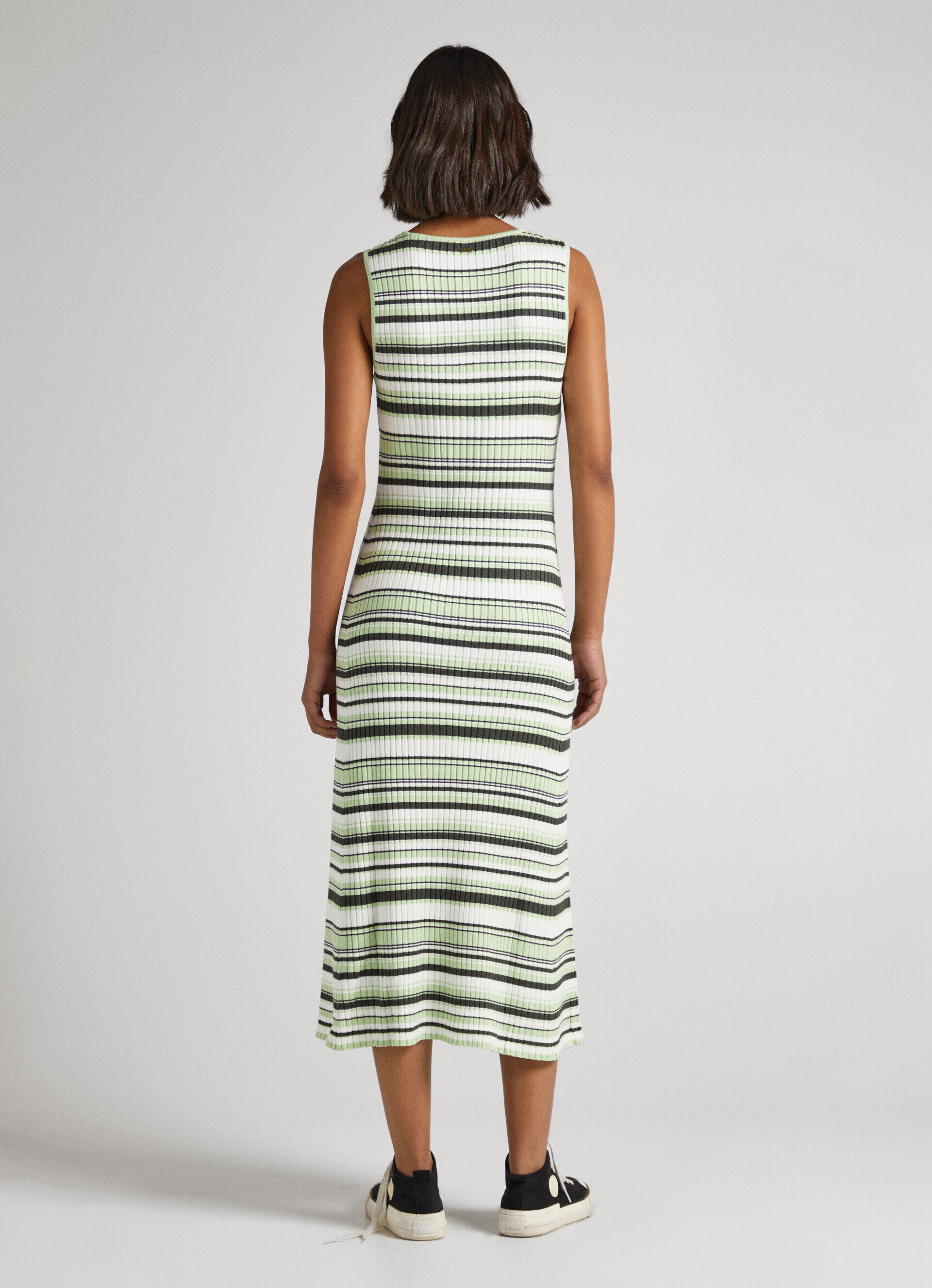 VESTIDO ESTAMPADO COM LISTRADOS - multicolorido