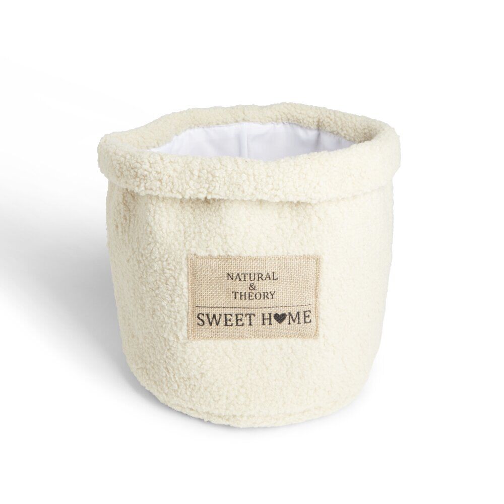 Panière laine bouclée beige H26cm