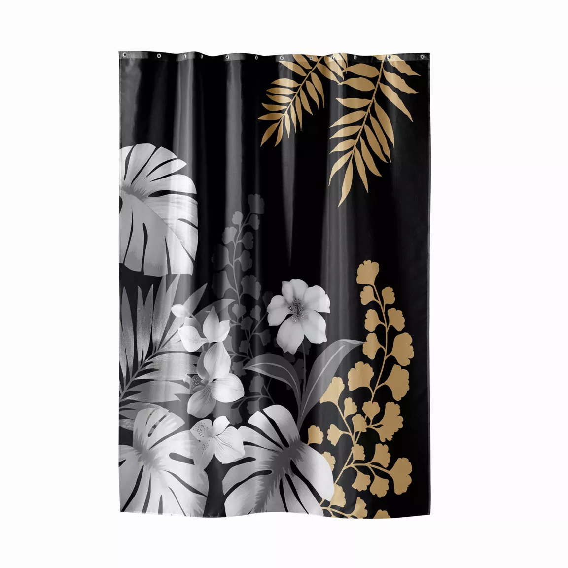 Rideau de douche à anneaux (180 x 200 cm) Kelly Noir