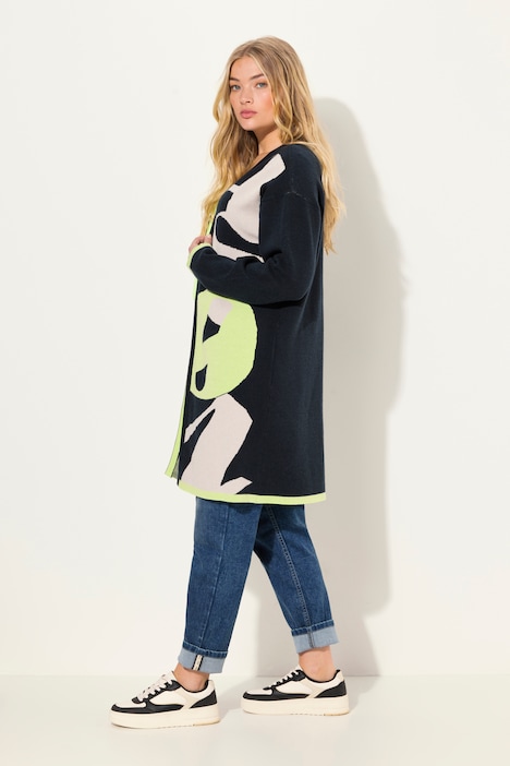 Strickjacke, Langarm, offene Form