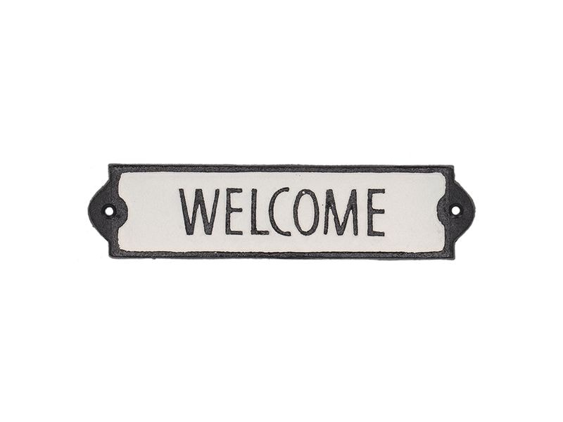 Esschert Design Wandschild Welcome 21.2 cm, Schwarz/Weiss Türschild