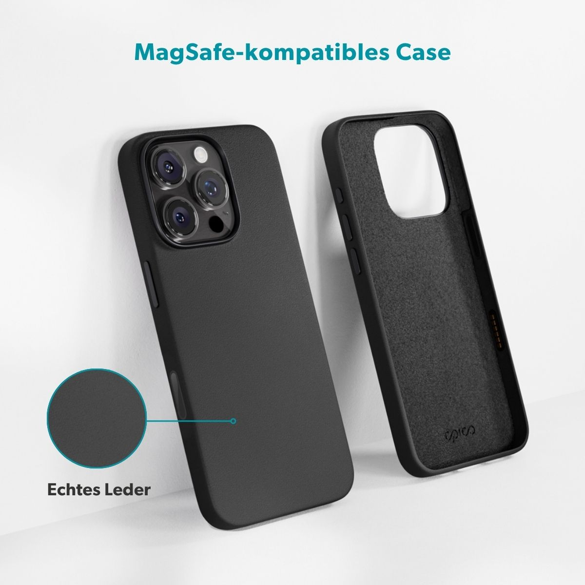 iPhone 16 Pro Mag  MagSafe Echtleder Hülle (91010131300001) - Schwarz
