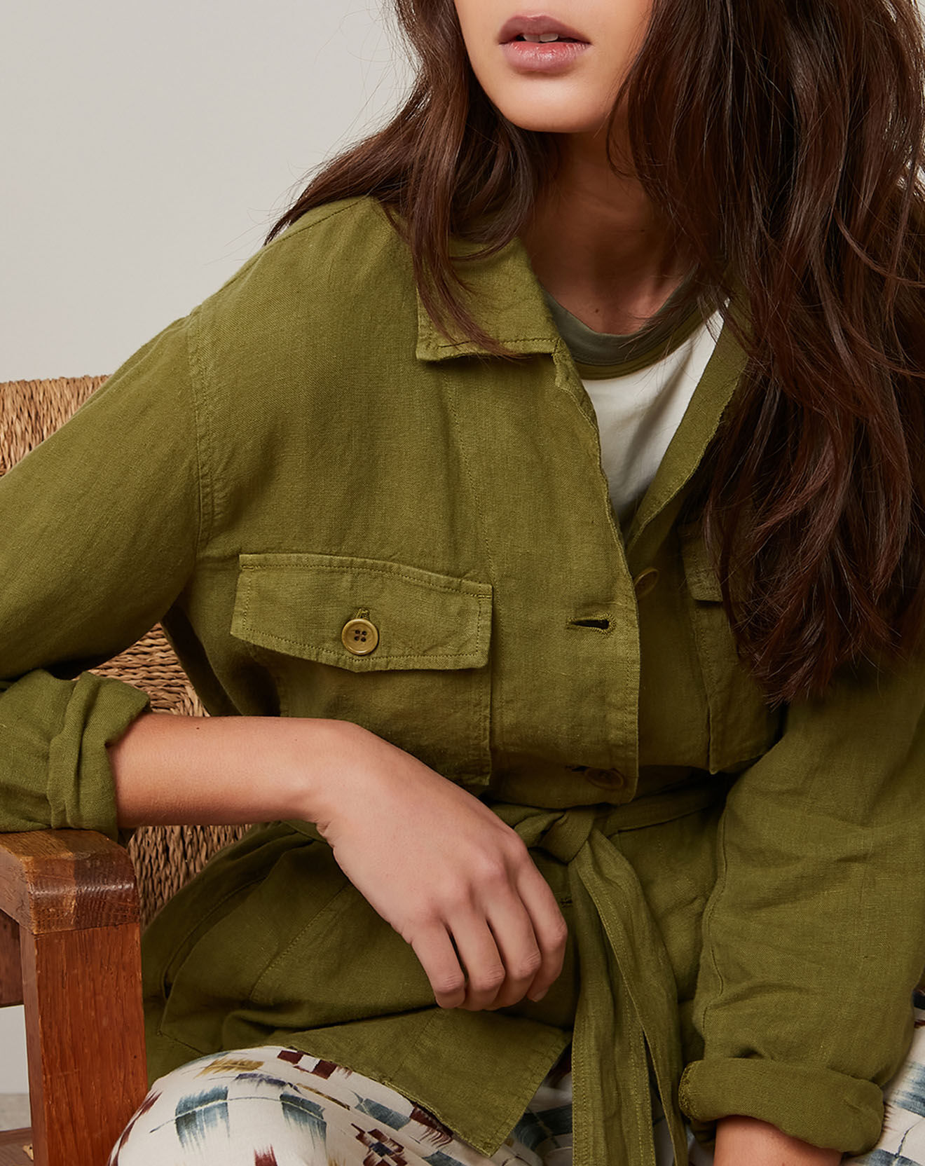 Hartford Veste 100% Lin Valentine matcha