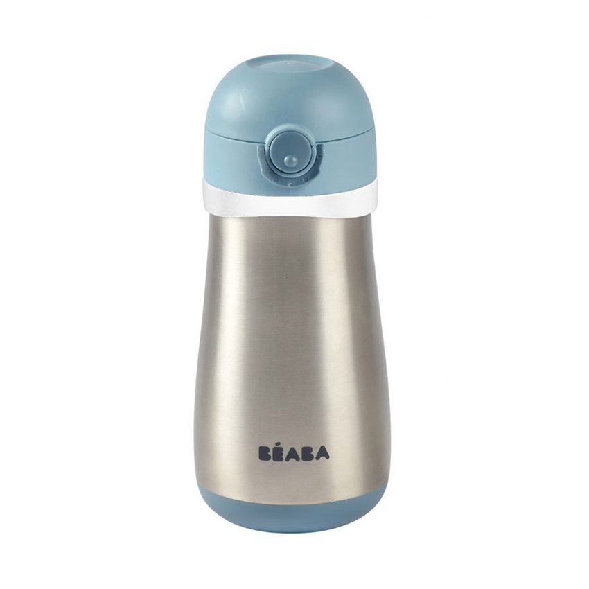 Gourde Windy Blue en inox avec anse 350 ml - Bleu - Ecru