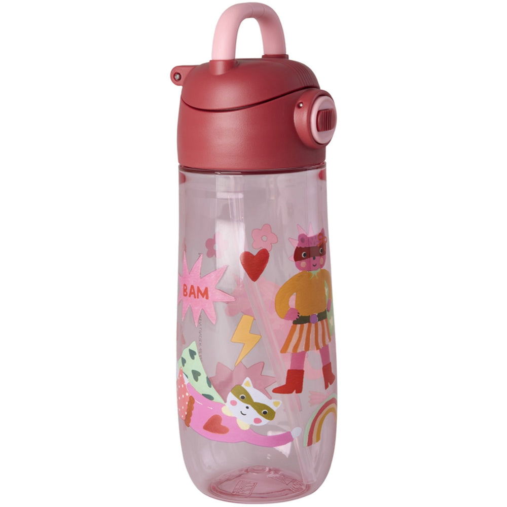 Køb Rice Plastic Kids Drinking Flaske Med Hero Print - Pink - 550 Ml