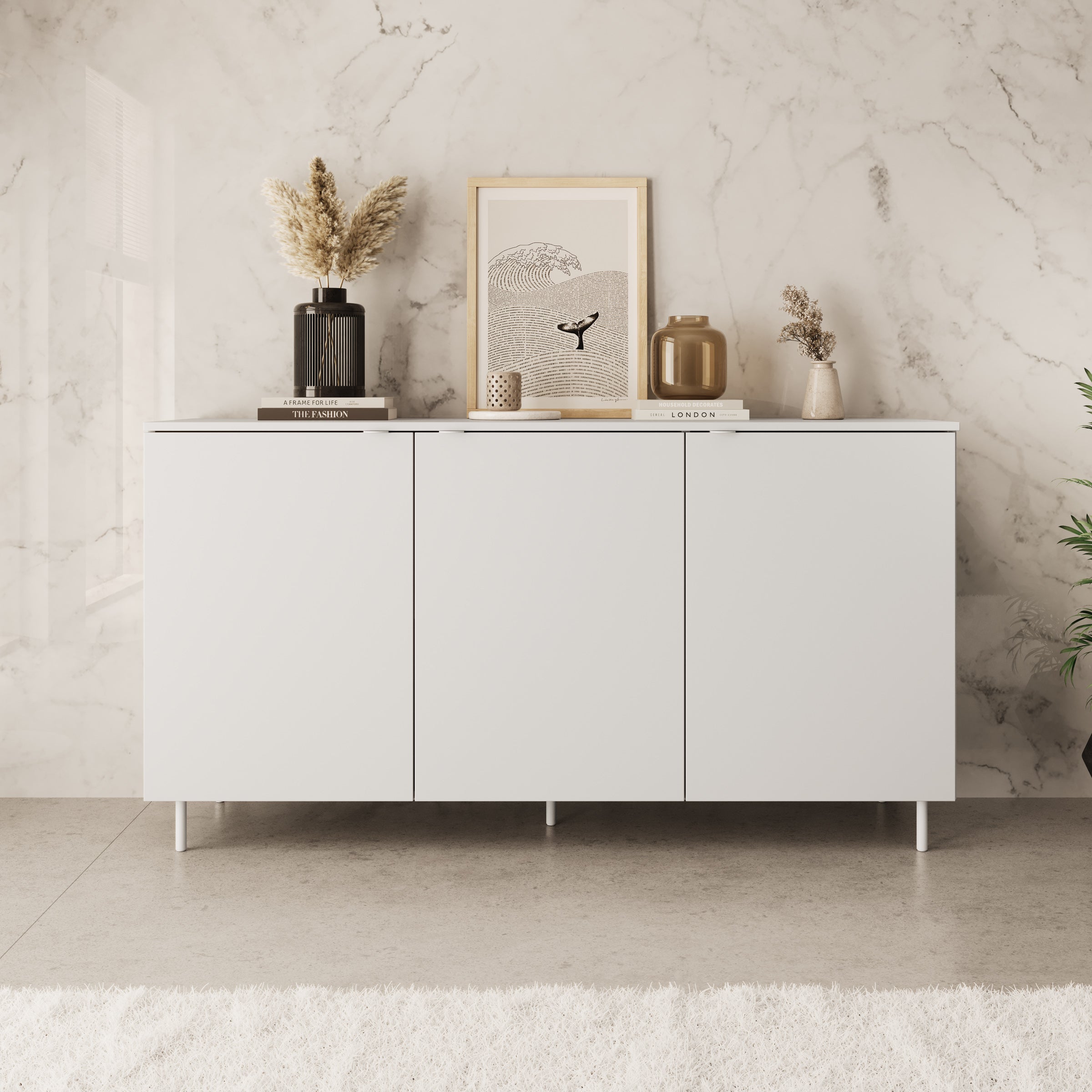 Meubella - Dressoir Malvare - Wit - 150 cm
